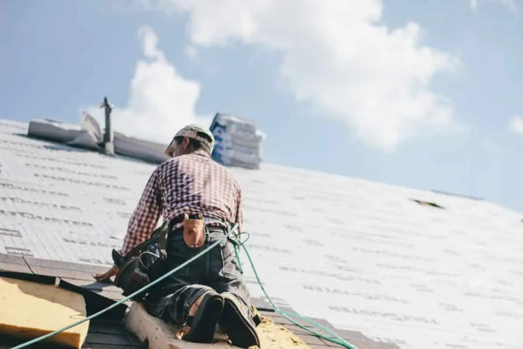 David's Roofing crew replacing an asphalt shingle roof